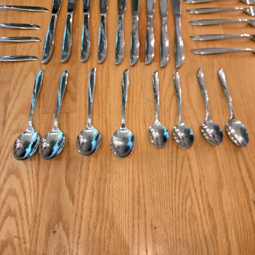 Oneida Flatware Set Community Twin Star 43pc Stainless MCM Forks 8 Place - READ
